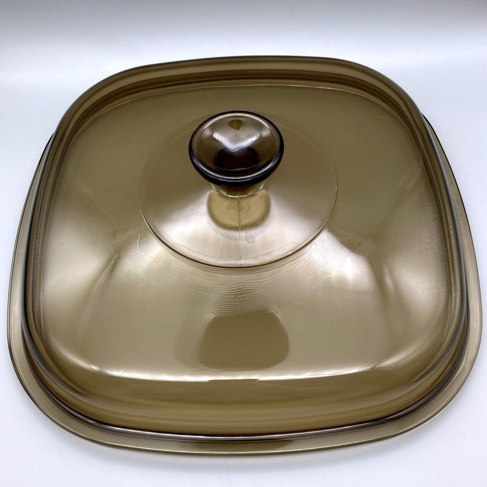 Vintage Pyrex Corning Ware Vision Smokey Amber Square Lid Only A-12-C 10"